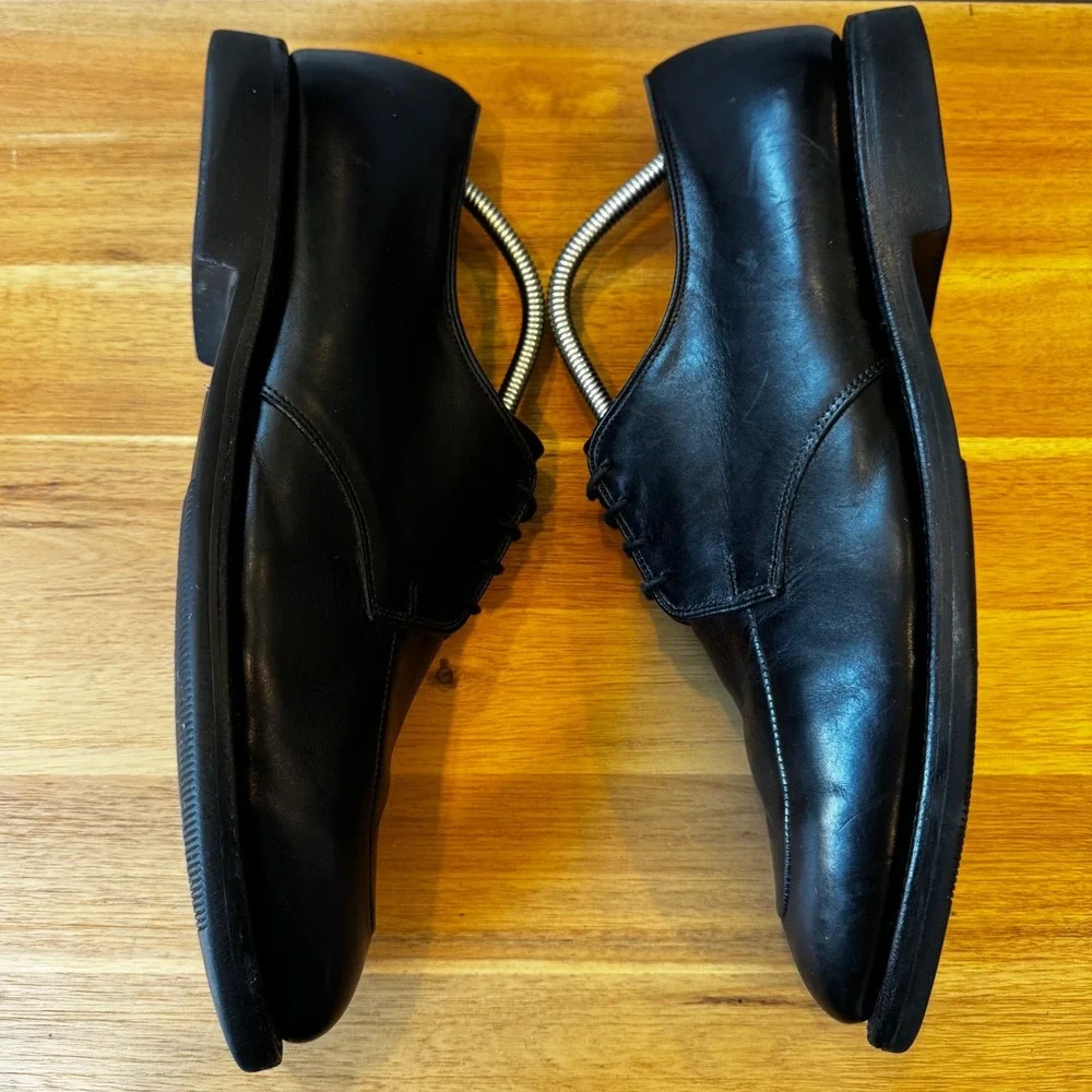 Allen Edmonds‎ Kennett Men 12 C Black Leather Moc Toe Blucher Dress Shoes